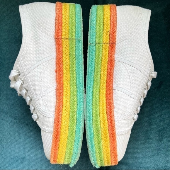 SUPERGA RAINBOW PLATFORM ESPADRILLE FLATFORM LACE UP SNEAKERS SIZE 8.5 - Picture 12 of 12